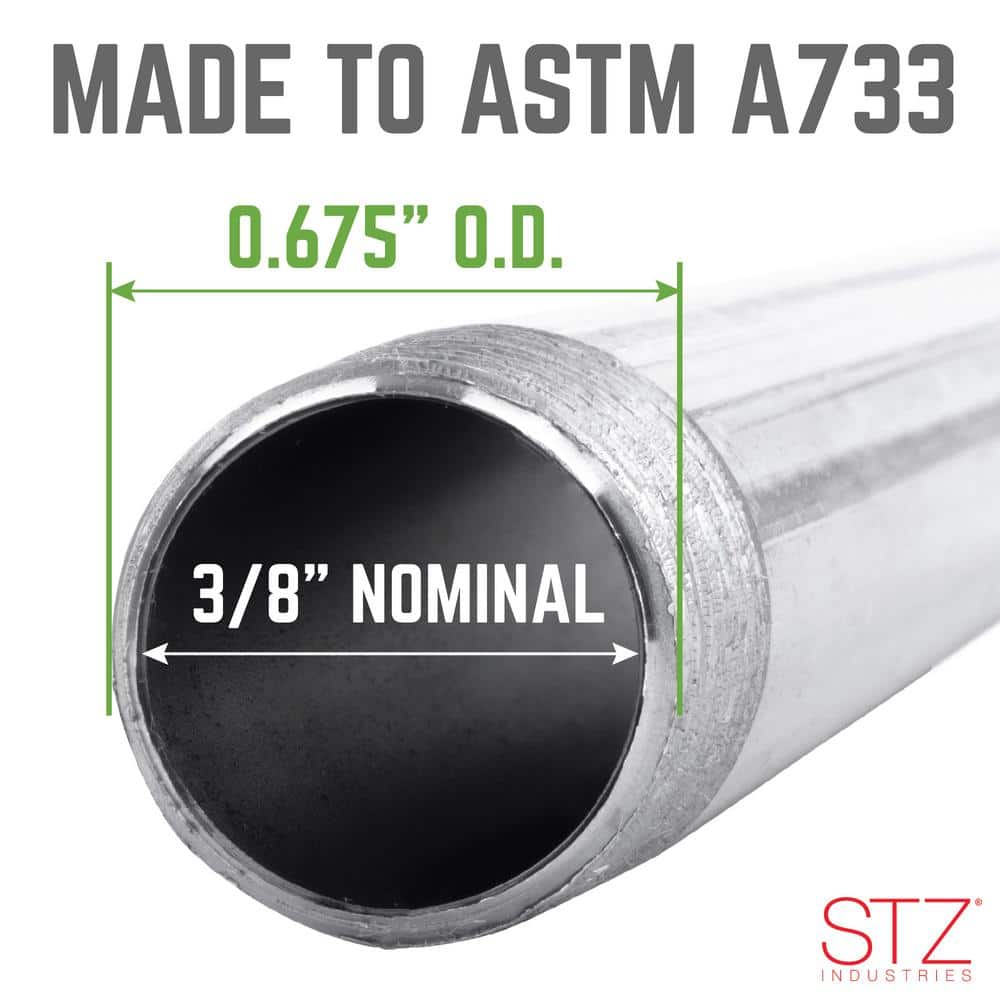 STZ 3/8 in. 4 in. Galvanized Steel Pipe Nipple (3)