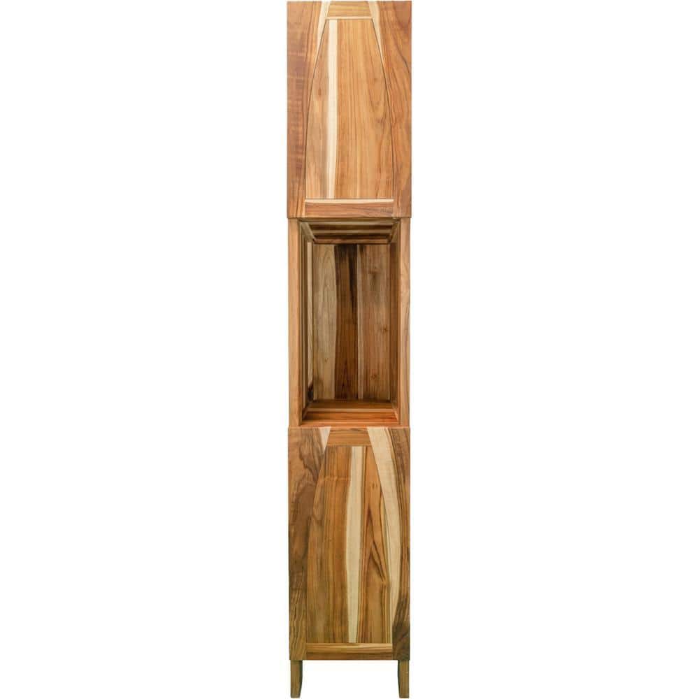 EcoDecors Tranquility 14-in W x 16-in D x 78 in. T Brown, Cabinet, Solid Wood Teak Linen Cabinet Bathroom Cabinet in Natural Teak (2)