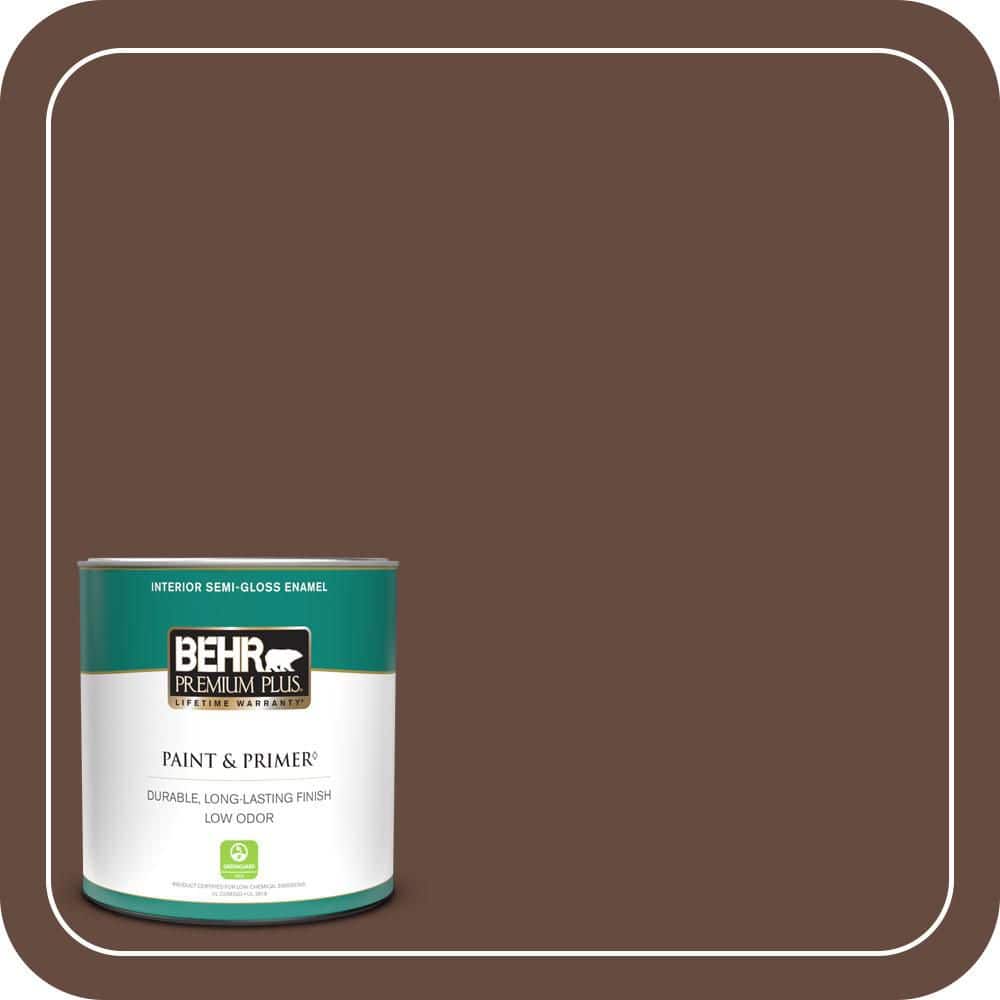 BEHR PREMIUM PLUS 1 qt. #QE-16 Earth Chicory Semi-Gloss Enamel Low Odor Interior Paint & Primer