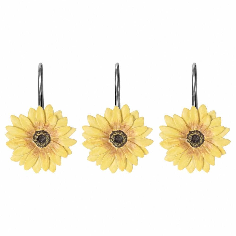 Unbranded Resin Sunflower Shower Curtain Hooks, Home Decor Rings for Bathroom, Set of 12, Summer Floral Decorative (2)