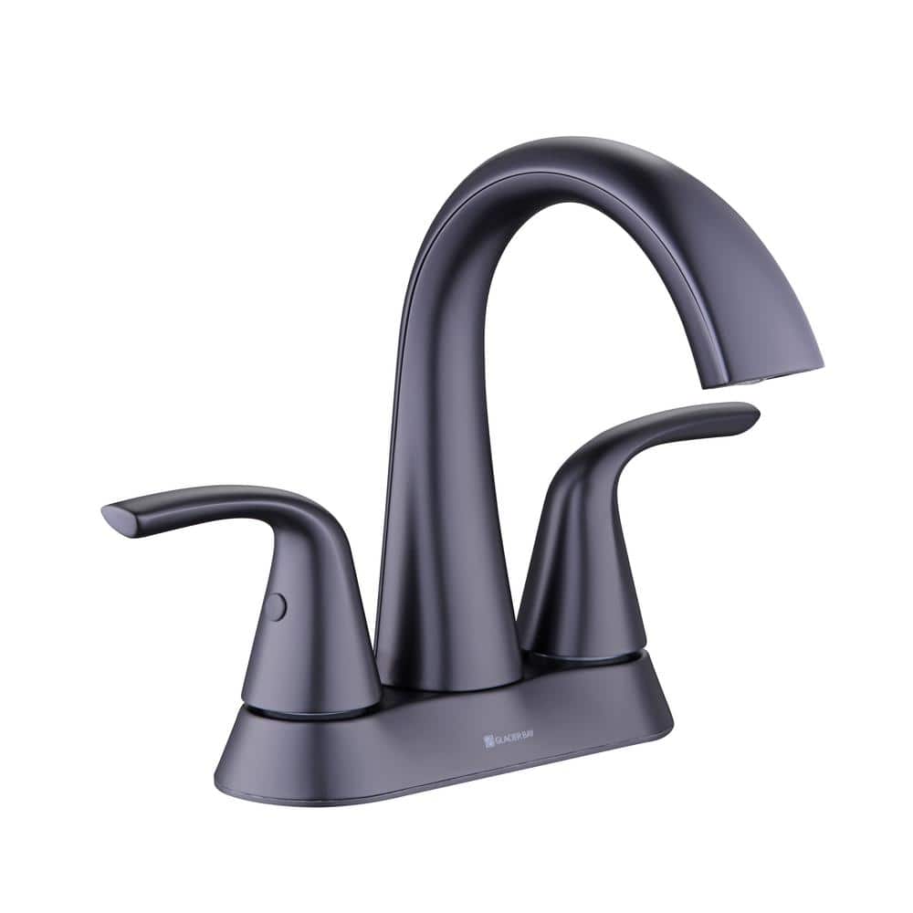 Glacier Bay Irena 4 in. Center set Double-Handle High-Arc Bathroom Faucet in Matte Black