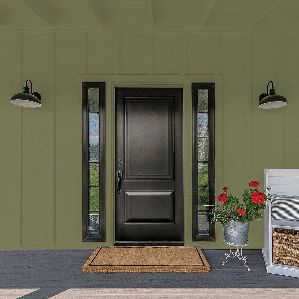 Glidden Premium 1 qt. PPG1125-6 Toy Tank Green Flat Exterior Latex Paint (4)