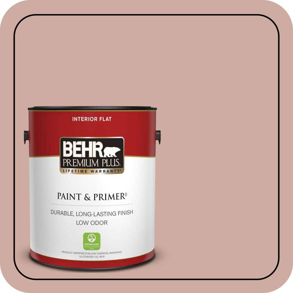BEHR PREMIUM PLUS 1 gal. #MQ1-50 Art Deco Pink Flat Low Odor Interior Paint & Primer