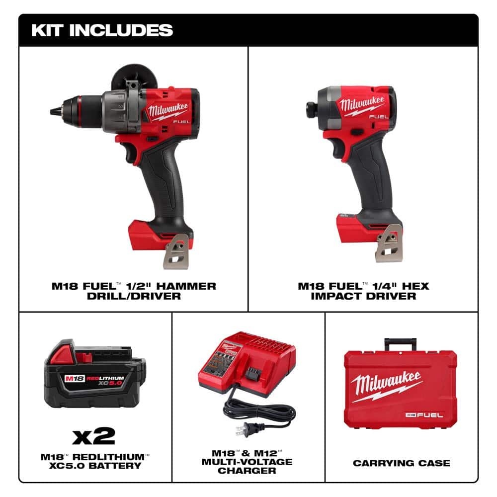 Milwaukee M18 FUEL 18-V Lithium-Ion Brushless Cordless Hammer Drill and Impact Driver Combo Kit (2-Tool) with Multi-Tool (3)