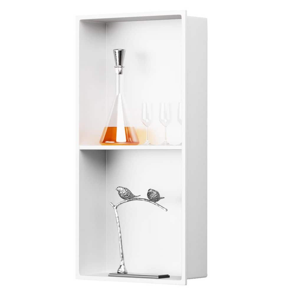 HOMEMYSTIQUE 12 in. W x 24 in. H x 4 in. D Stainless Steel Shower Niche in White (1)