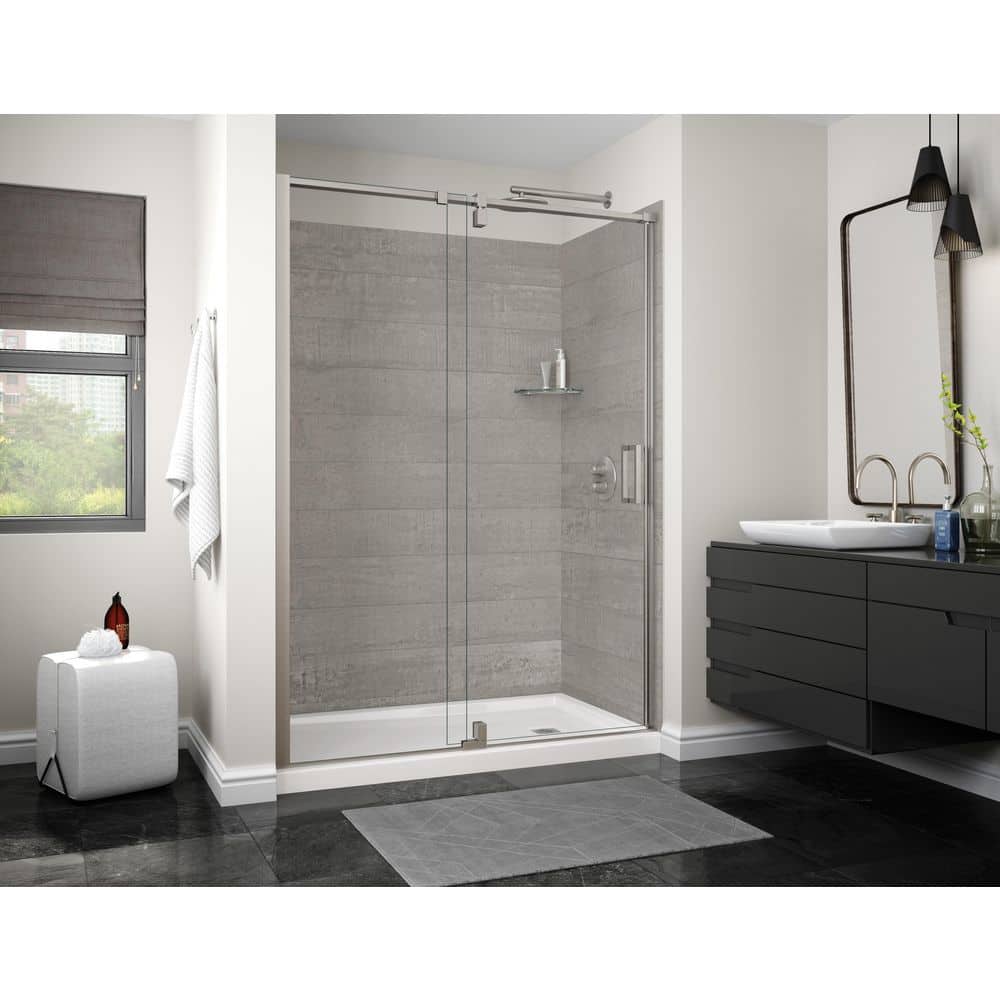 MAAX Utile 60 in. W x 36.5 in D x 80 in. H Composite Direct-to-Stud 3-Piece Alcove Shower Wall Kit in Factory Rough Vapor