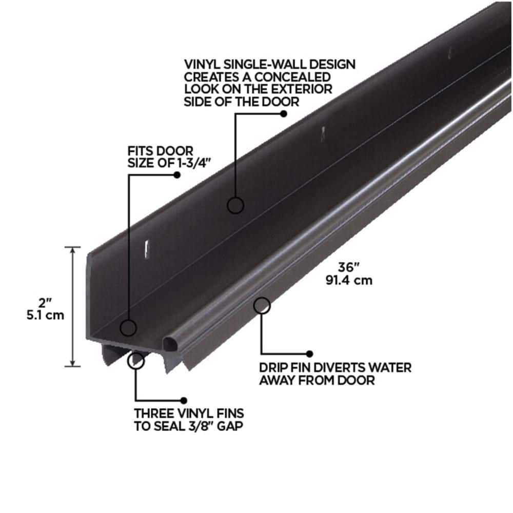 M-D Building Products 2 in. x 36 in. Brown Vinyl L-Shape Screw-on Door Bottom Weatherstripping (3)