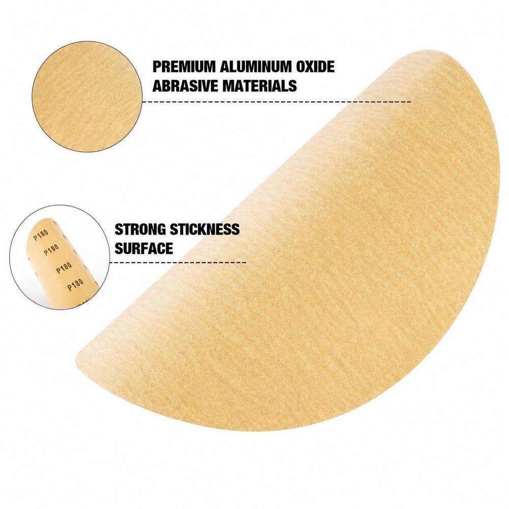 LAIFUCAM 6 in. PSA Sanding Discs with Adhesive Back 180 Grit Aluminum Oxide for Wood, Metal, Plastic Shaping 100-Pieces Pack (3)