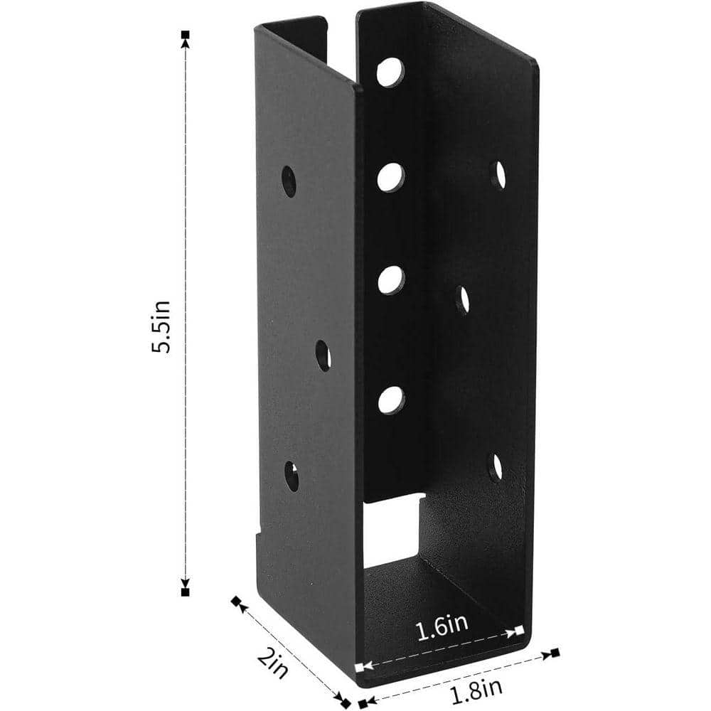 KIWDZFU 2 x 6 Concealed Flanges Mount Joist Hangers Powder Coated Solid Steel Plate for Indoor/Outdoor Beams  Hrails 8-Pack (2)
