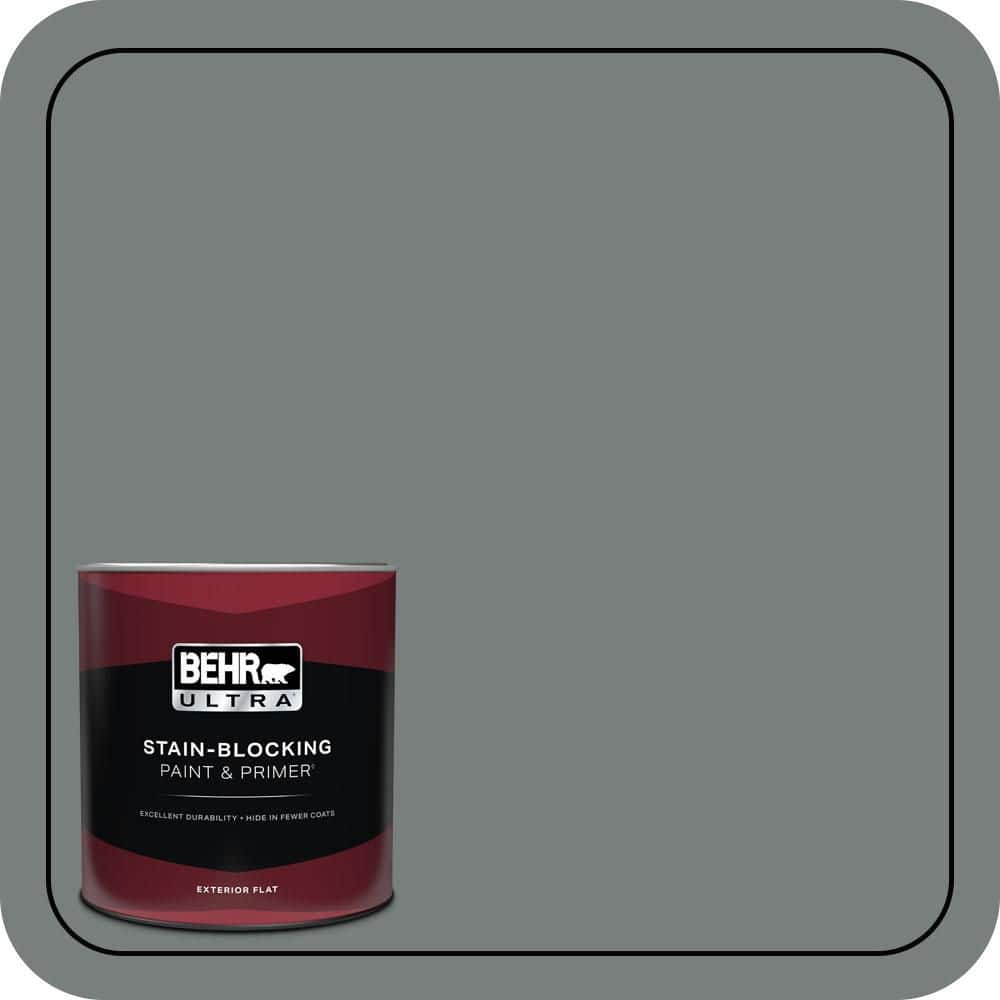 BEHR ULTRA 1 qt. #PPU25-18 Shutter Gray Flat Exterior Paint & Primer
