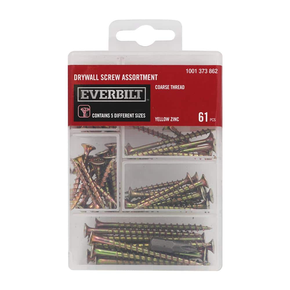 Everbilt Yellow Zinc Drywall Screw Assortment (61-Pack)