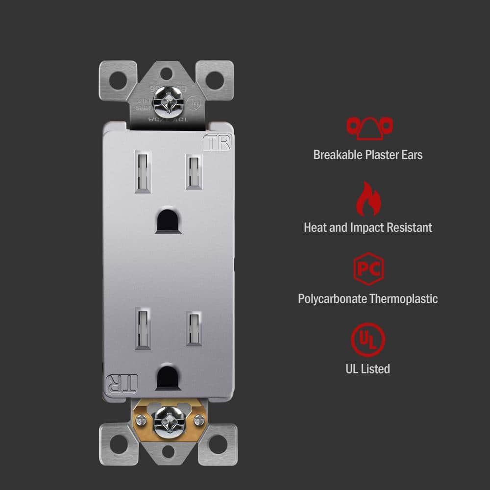 ENERLITES Amp Decorator Duplex Outlet Receptacle, Tamper Resistant, (20-Pack) (2)