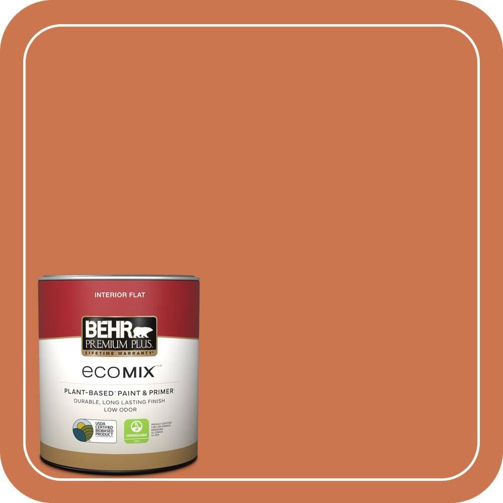 BEHR PREMIUM PLUS 1 qt. #PMD-103 Sweet Carrot Flat EcoMix Plant-Based Interior Paint & Primer (1)