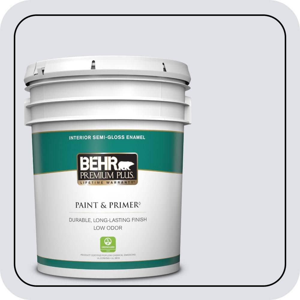 BEHR PREMIUM PLUS 5 gal. #640E-2 Lilac Champagne Semi-Gloss Enamel Low Odor Interior Paint & Primer