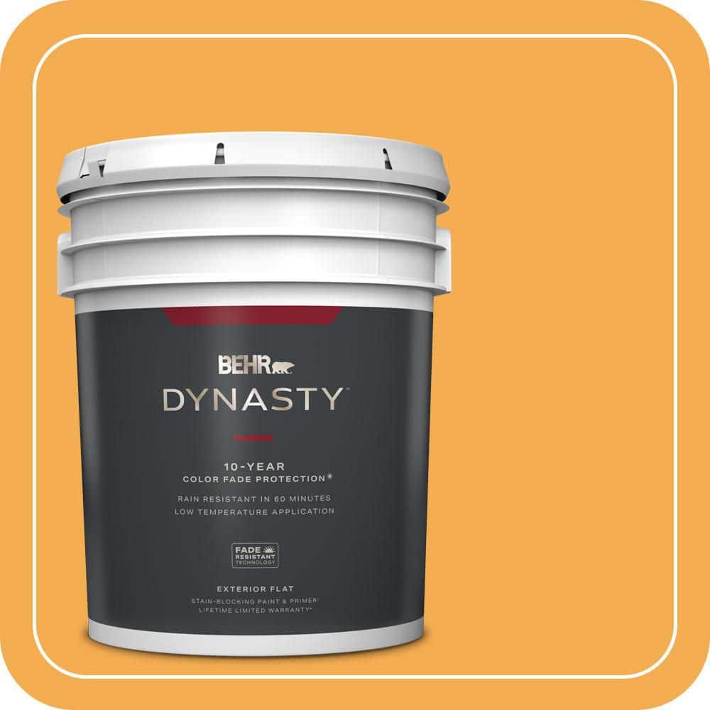 BEHR DYNASTY 5 gal. #290B-6 Squash Flat Exterior Stain-Blocking Paint & Primer