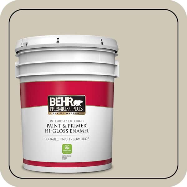BEHR PREMIUM PLUS 5 gal. #PPU8-16 Coliseum Marble Hi-Gloss Enamel Interior/Exterior Paint & Primer (2)