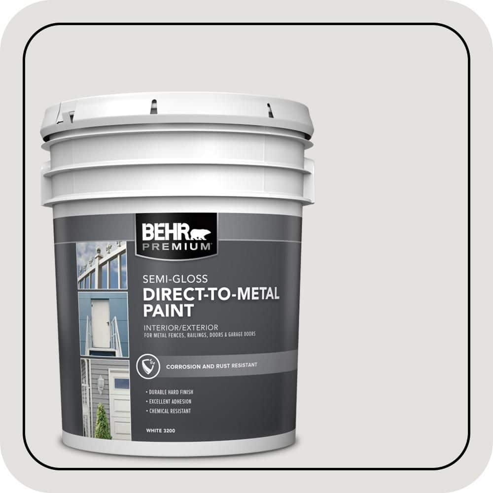 BEHR PREMIUM 5 gal. #BL-W13 Silver Polish Semi-Gloss Direct to Metal Interior/Exterior Paint