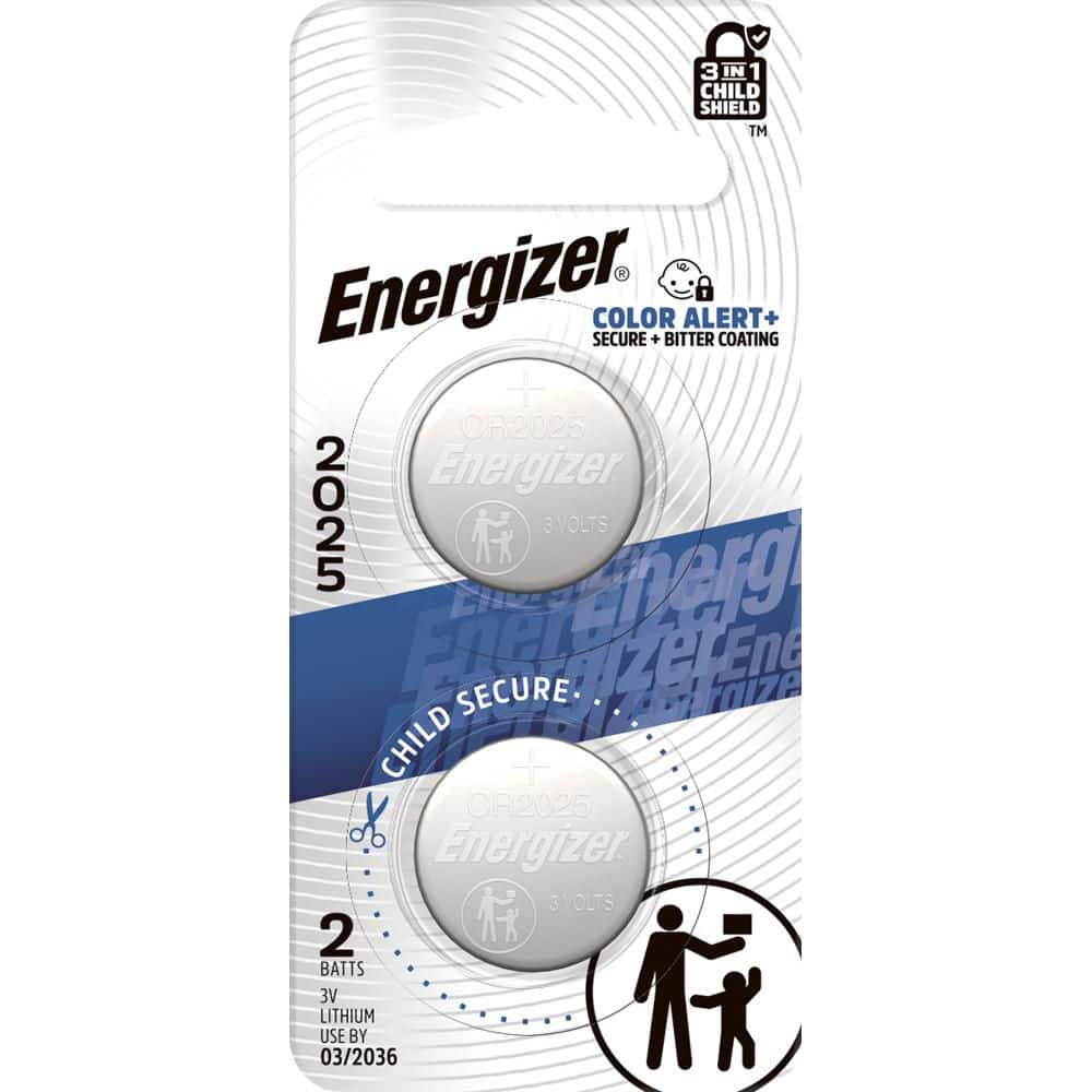 Energizer 2025 Batteries (2 Pack), 3V Lithium Coin Batteries