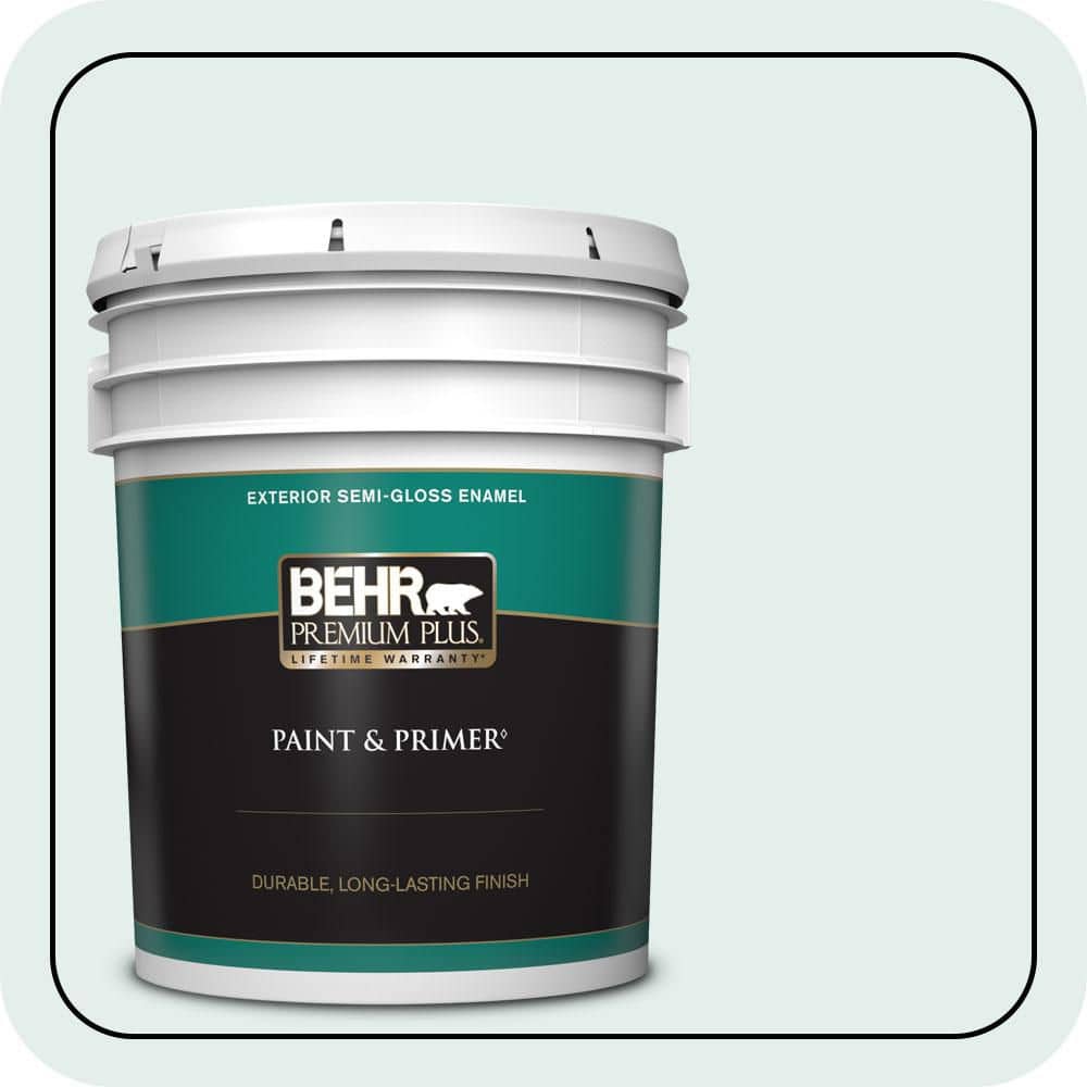 BEHR PREMIUM PLUS 5 gal. #W-D-510 Waterfall Mist Semi-Gloss Enamel Exterior Paint & Primer