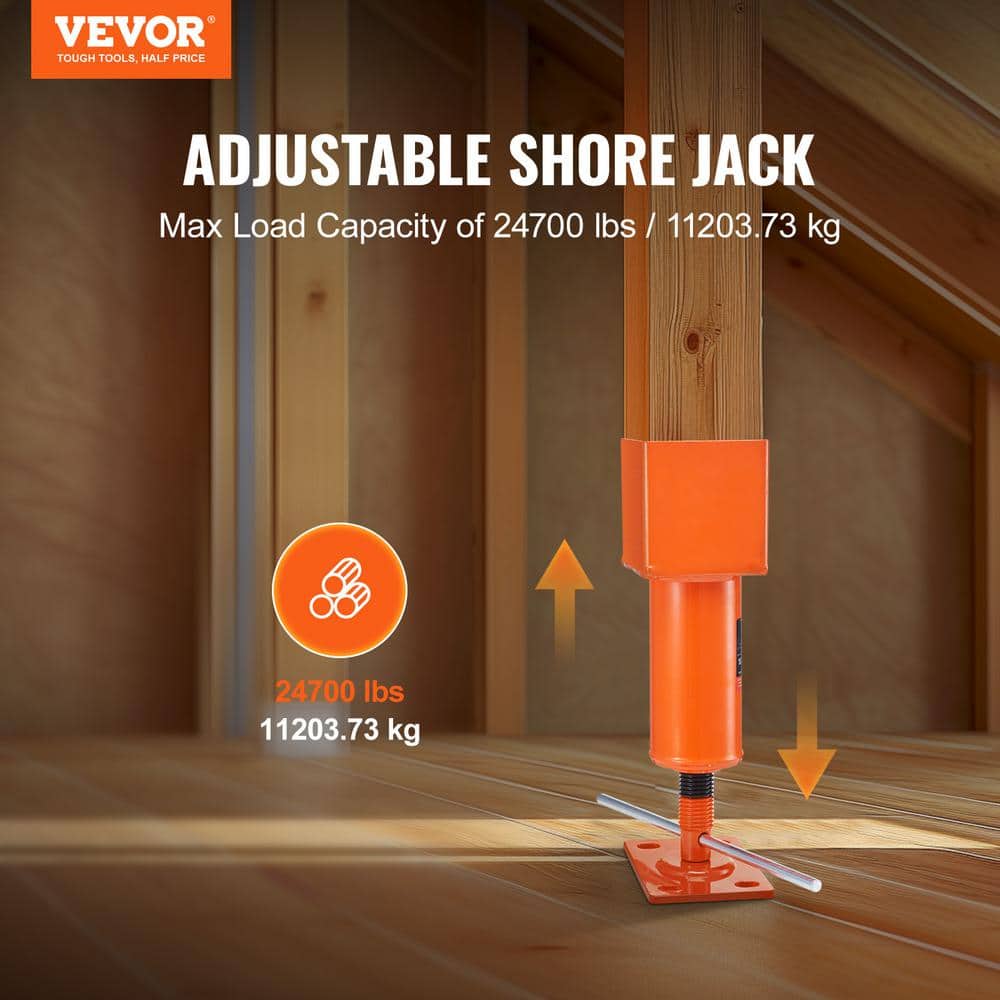 VEVOR Screw Jack Post, 4 x 4 in. 13.2 -18.7 in. Height Range, 24,700 lbs. Max Load Capacity, Adjustable Shore Jack (2)
