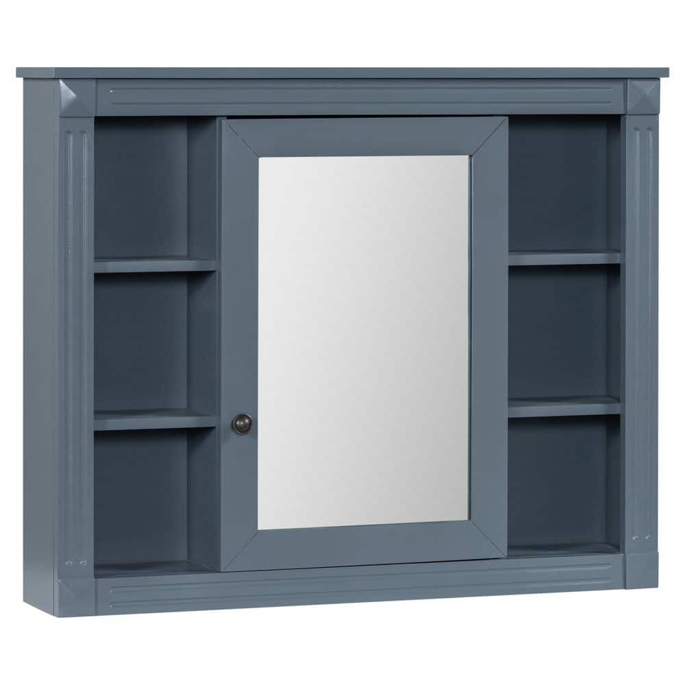 JUJABU 35 in. W x 7.1 in. D x 28 in. H Bathroom Storage Wall Cabinet in Blue