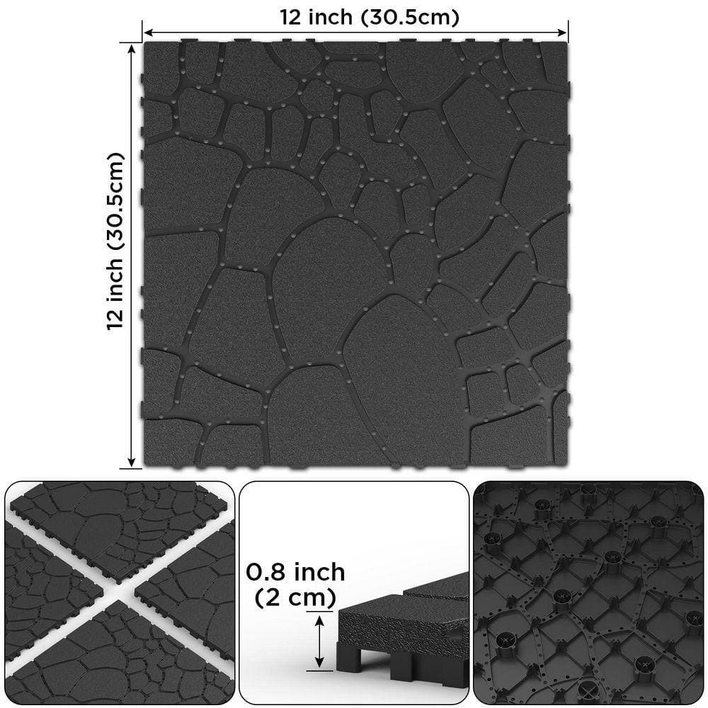 EPIPHANY DOUBLED INC 1 ft. x 1 ft. Plastic Grey DIY Module Interlocking Decking Tiles Floor Tile 44 pcs (2)