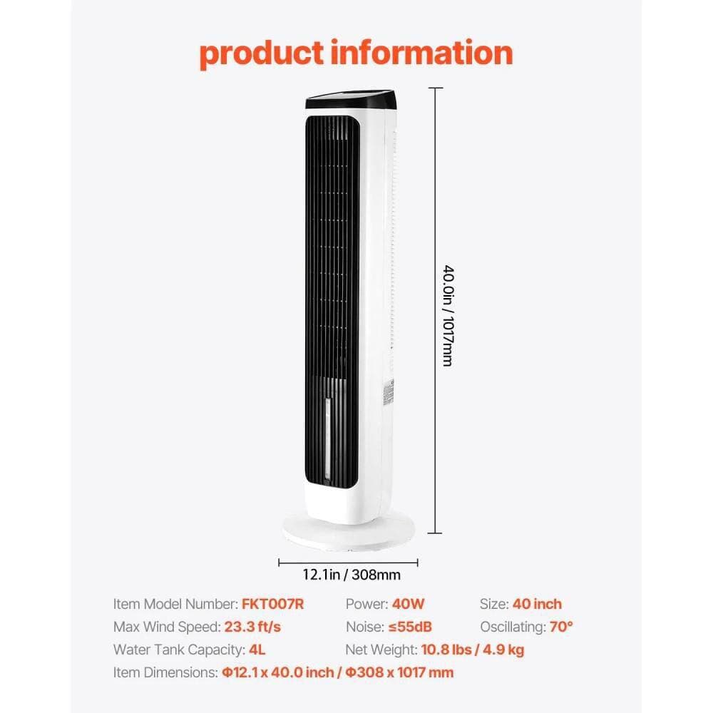 Amucolo 40 in. Portable Oscillating Bladeless Tower Fan in White with 9 Speeds, 4 Modes, 24H Timer and Remote Control (2)
