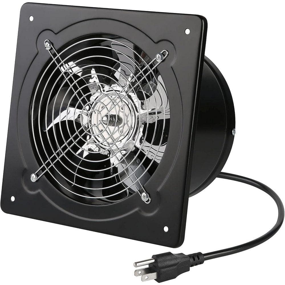 KIWDZFU 8 in. 500CFM 80W Black Cast Iron Electric Powered Exhaust Attic Fan, Wall Mounted Ventilation Fan for Kitchen/Bathroom (1)