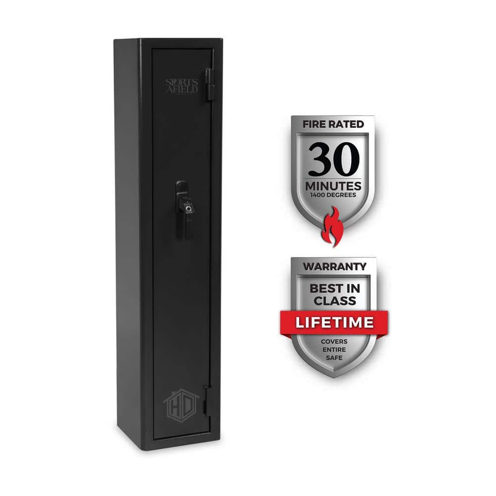 Sports Afield Home Defense 4-Gun Fireproof Biometric Lock Gun Safe, Black Textured Gloss Finish (1)