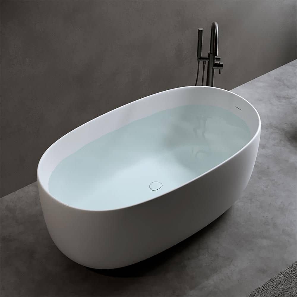 INSTER 47 in. x 25.6 in. Soaking Bathtub with Center Drain Solid Surface Resin Freestanding Tub (1)