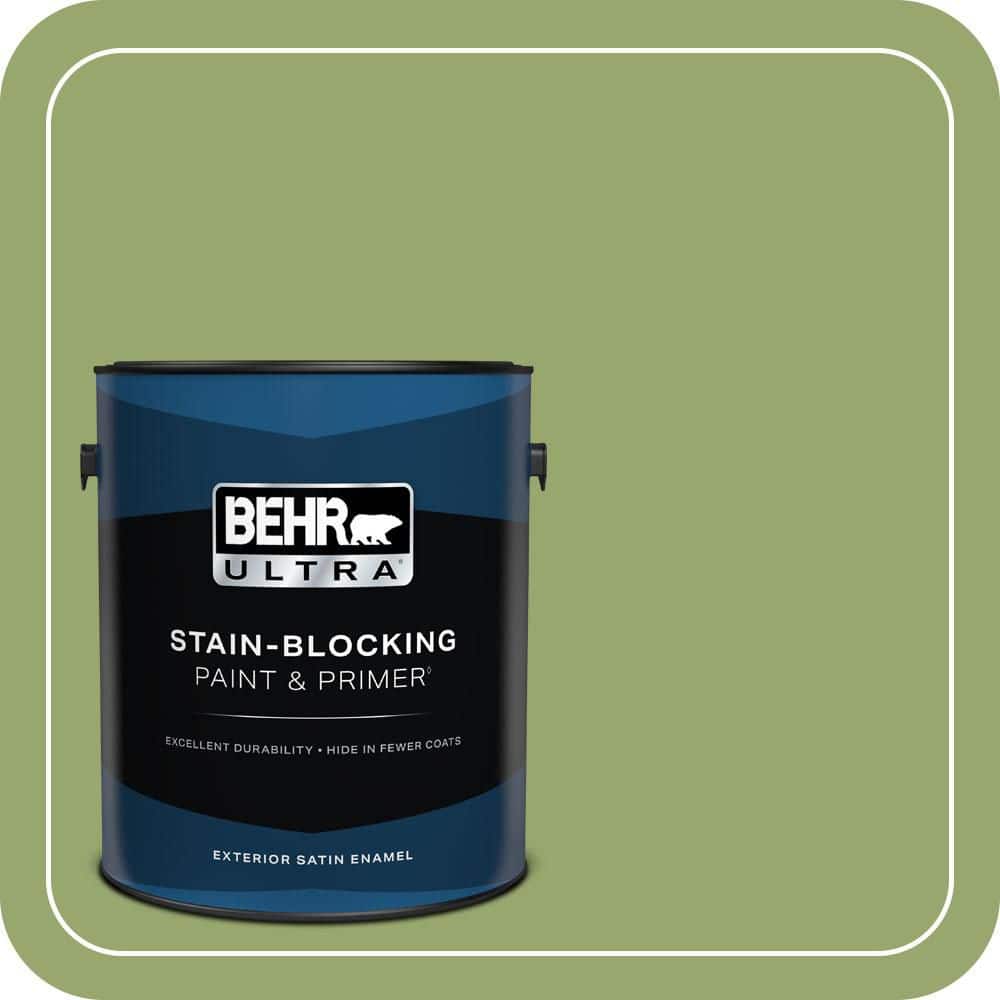 BEHR ULTRA 1 gal. #MQ4-43 Green Plaza Satin Enamel Exterior Paint & Primer