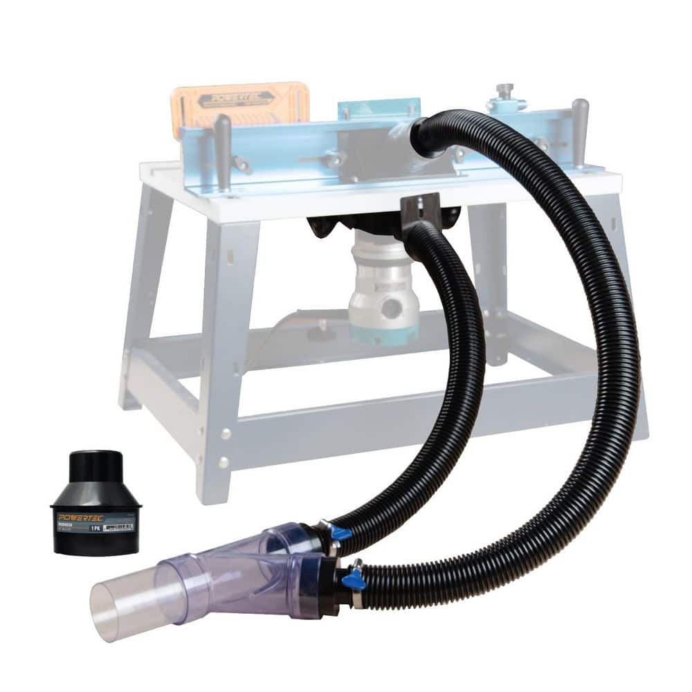 ‎POWERTEC Workshop Dust Collection System for Router Tables, with Dual Port, Y-Fitting, Hoses & Reducers (1)