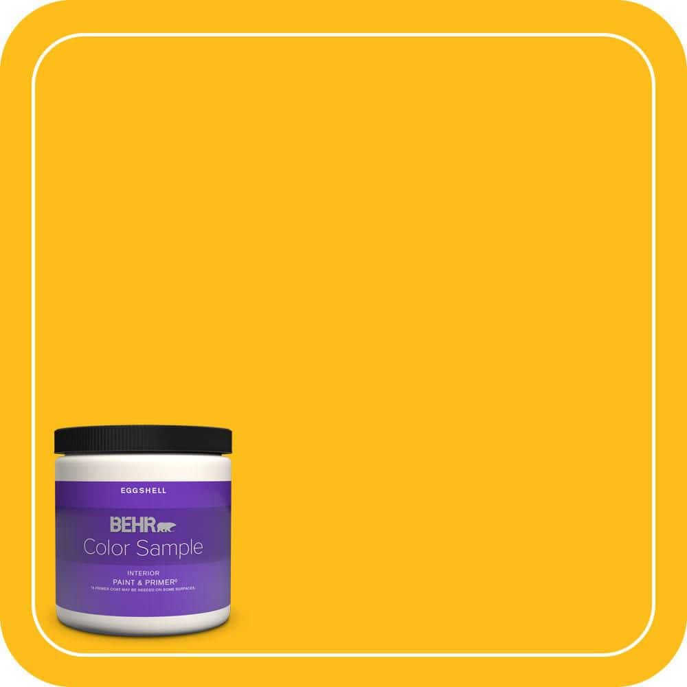 BEHR PREMIUM PLUS 8 oz. #P290-7 Laser Lemon Eggshell Enamel Interior Paint & Primer Color Sample
