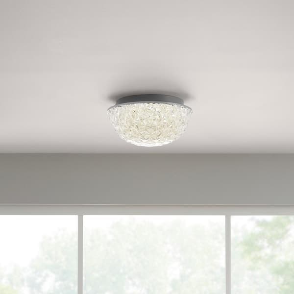 Home Decorators Collection Ellis Place 12.25 in. Chrome LED Modern Flush Mount Light