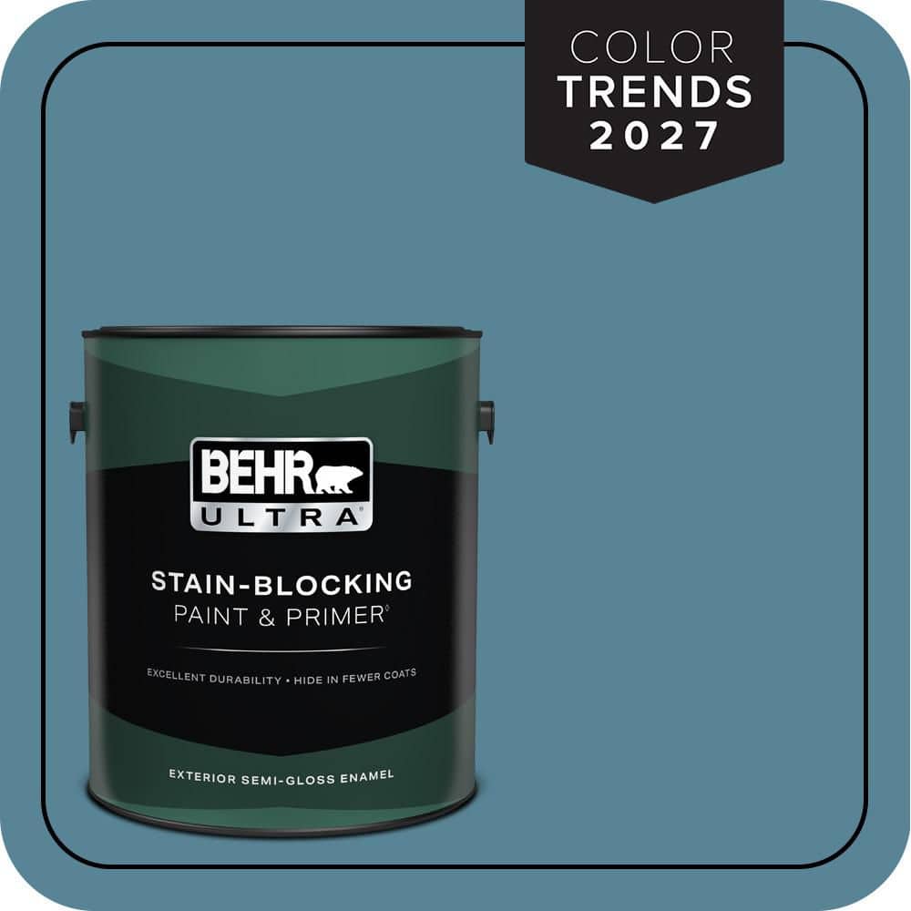 BEHR ULTRA 1 gal. #S480-5 Blue Moon Bay Semi-Gloss Enamel Exterior Paint & Primer