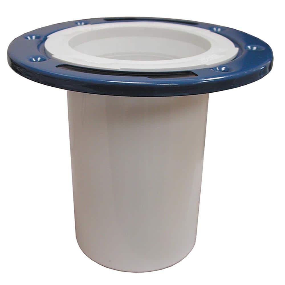 JONES STEPHENS 7 in. O.D. Plumbfit PVC Closet (Toilet) Flange with Adj. Metal Ring and 6 in. Shank for 3 in. or 4 in. Sch. 40 DWV Pipe