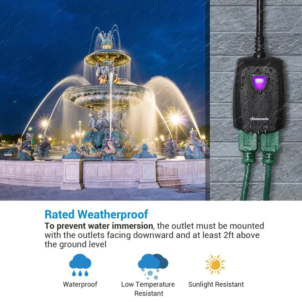 DEWENWILS Outdoor Wireless Remote Control Outlet, dependent Control Sockets (4)