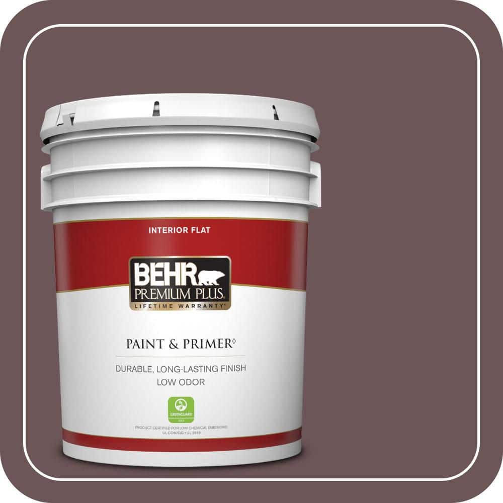 BEHR PREMIUM PLUS 5 gal. #N120-7 Grand Plum Flat Low Odor Interior Paint & Primer