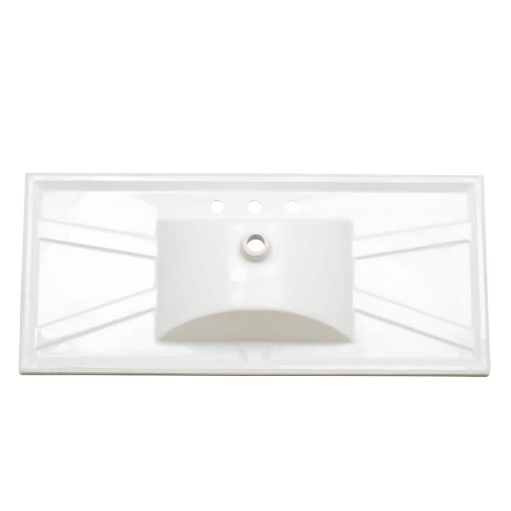 Home Decorators Collection 49 in. W 22 in. D Engineered Solid Surface White Rectangular Single Sink Vanity Top (4)
