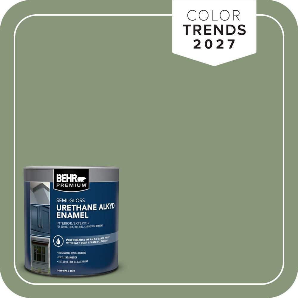 BEHR PREMIUM 1 qt. #S390-5 Laurel Tree Urethane Alkyd Semi-Gloss Enamel Interior/Exterior Paint
