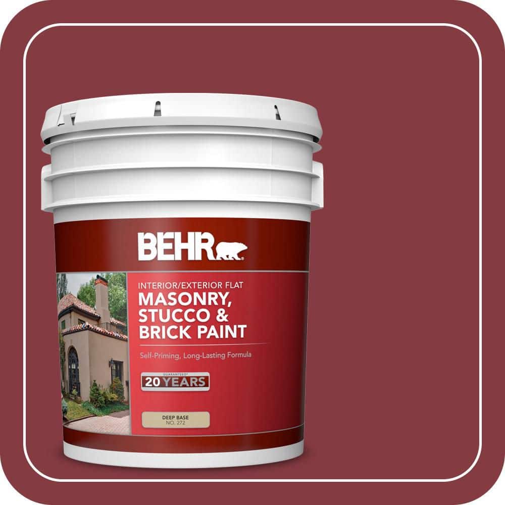 BEHR 5 gal. #M140-7 Dark Crimson Flat Interior/Exterior Masonry, Stucco and Brick Paint
