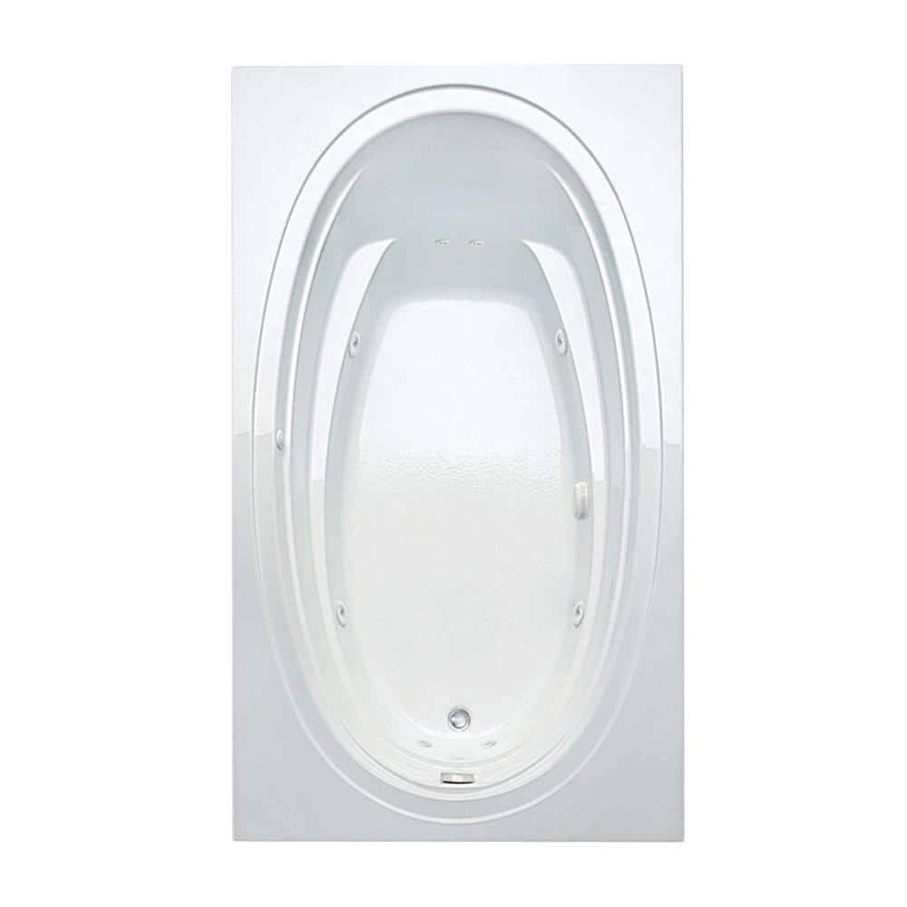 Aquatic Alydar I 60 in. x 42 in. Rectangular Drop-In Whirlpool Bathtub Acrylic Reversible Drain with Heater in White (2)