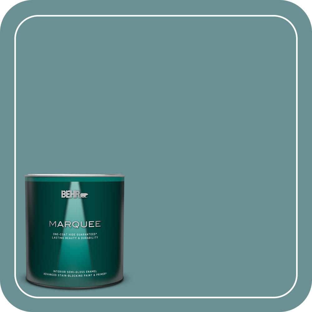 BEHR MARQUEE 1 qt. #T15-16 Blue Clay Semi-Gloss Enamel Interior Paint & Primer