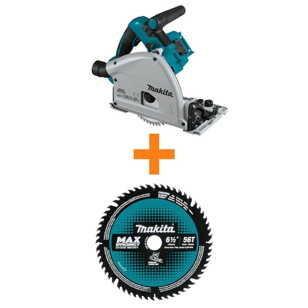 Makita 18V X2 LXT (36V) Brushless 6-1/2 in. Plunge Circular Saw with 6-1/2 in. 56T Carbide-Tipped Saw Blade (1)