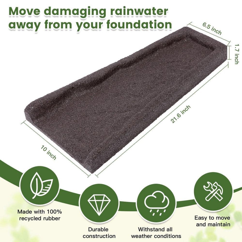 OGETFUUR 2 Pack Rubber Downspout Splash Block Rain Gutter Down Spout Drain Trays Brown (2)