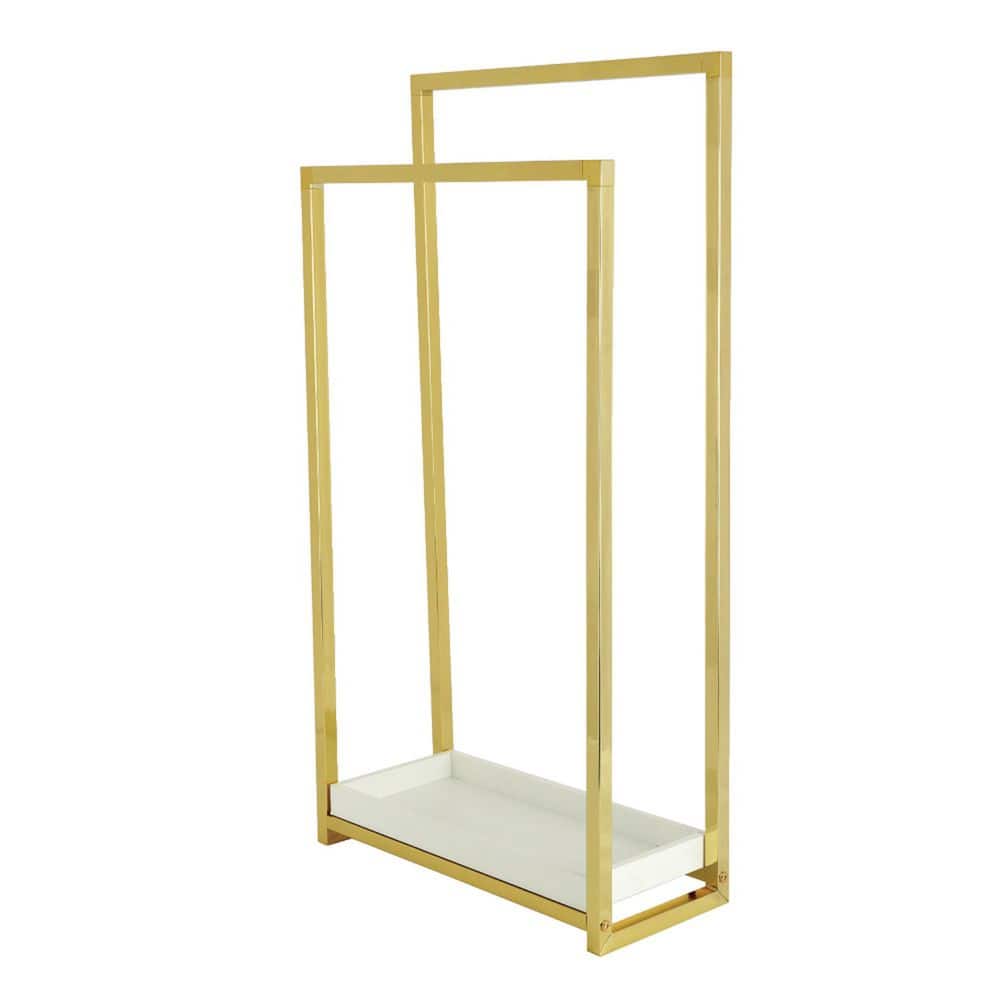 Kingston Brass Edenscape 2-Bar Freestanding Towel Rack in Polished Brass (1)