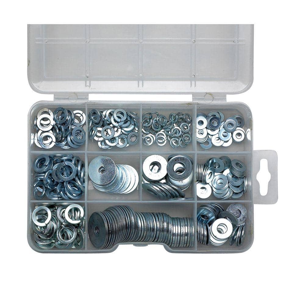 Onward 380-Piece Assorted Flat Washer, Spring Lock Washer, and Fender Washer Kit with Storage Case