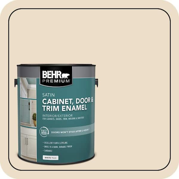 BEHR PREMIUM 1 gal. #710C-2 Raffia Cream Satin Enamel Interior/Exterior Cabinet, Door & Trim Paint (2)