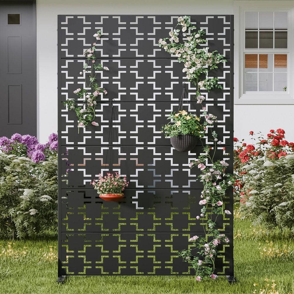 Lirago 47.2 in. W x 76 in. H Rust Color Metal Outdoor Privacy Screen Panels (3)
