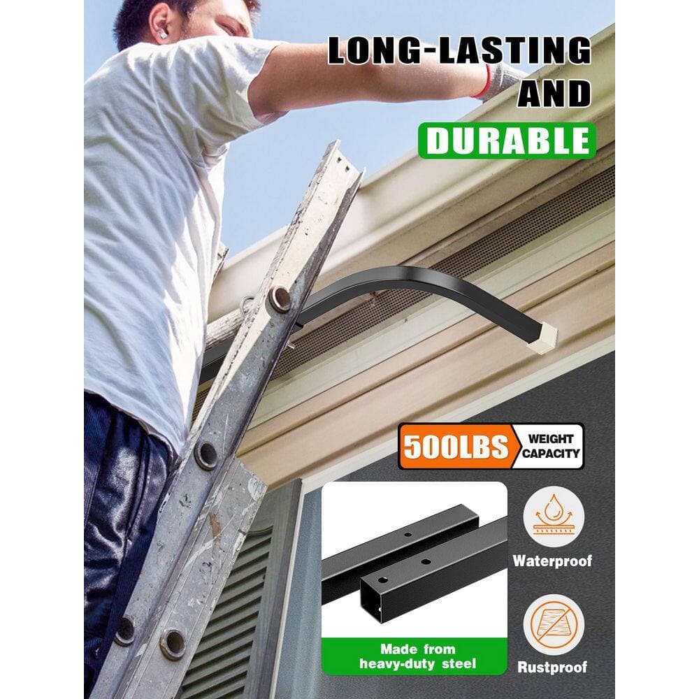 Helhom Adjustable Ladder Standoff Ladder Stabilizer, Ladder Gutter Guard Accessories with White Anti-Slip Silicone Pad (3)